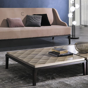 traditional coffee table / wooden / marble / square