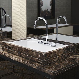 countertop washbasin / rectangular / marble / contemporary