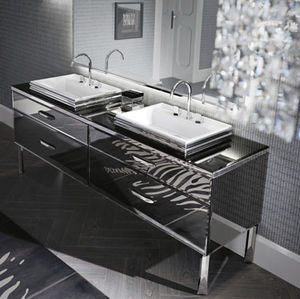 countertop washbasin / rectangular / marble / polished steel
