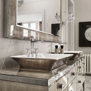 countertop washbasin / rectangular / ceramic / platinum