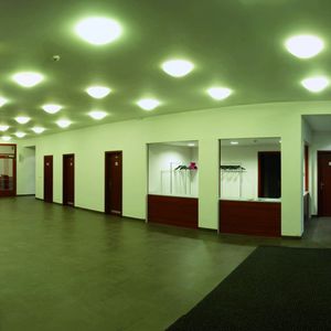 contemporary ceiling light / round / PMMA / painted steel