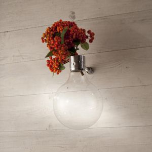 original design vase / glass / chromed metal / wall-mounted