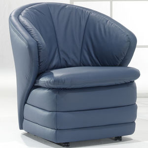 contemporary armchair / leather / on casters / club