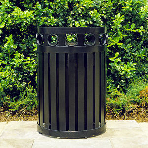 Public trash can - S-42 - Victor Stanley - steel / with built-in ...