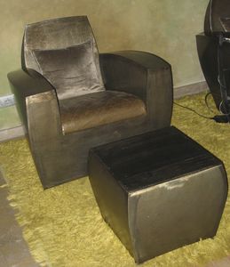 contemporary armchair / leather / steel / with concealed casters