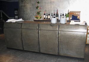 wooden reception desk