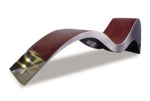 original design chaise longue / leather / stainless steel / contract