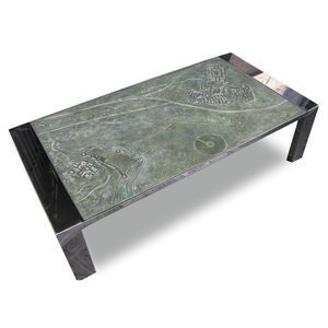 contemporary coffee table / engineered stone / stainless steel / rectangular