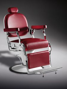 chromed metal barber chair / synthetic leather / with headrest / with hydraulic pump