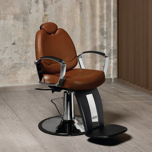 chromed metal barber chair