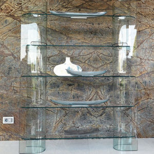 contemporary bookcase / tempered glass facing