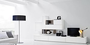 contemporary TV wall unit / wooden / lacquered wood