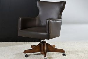 contemporary office armchair / leather / swivel / star base