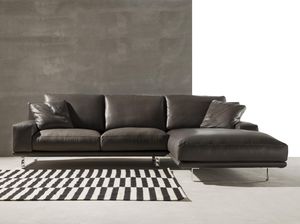 corner sofa / contemporary / leather / 3-seater