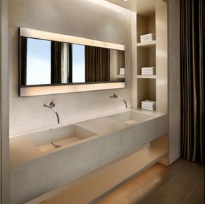 double washbasin / wall-mounted / rectangular / Ductal® UHP concrete