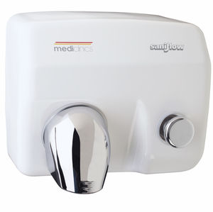 push-button hand dryer / wall-mounted / built-in / stainless steel