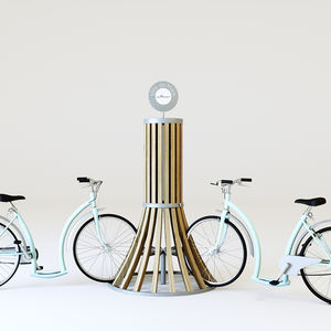 galvanized steel bike rack / thermo-lacquered steel / wooden / original design