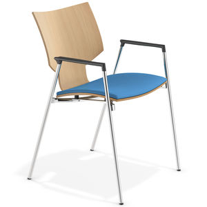contemporary visitor chair / with armrests / upholstered / stackable