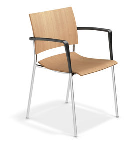 contemporary chair / upholstered / with armrests / stackable