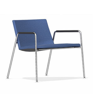 contemporary visitor armchair / fabric / metal / blue