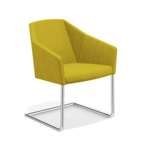 contemporary visitor chair / with armrests / cantilever / sled base
