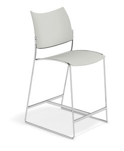contemporary bar chair / upholstered / with footrest / sled base