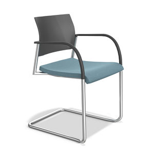 contemporary visitor chair / with armrests / upholstered / cantilever