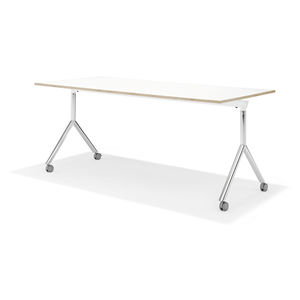 contemporary table / wooden / metal base / rectangular