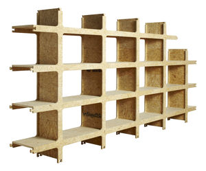 self-supporting shelving system / contemporary / lacquered wood / commercial