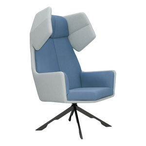 contemporary armchair / fabric / leather / powder-coated steel