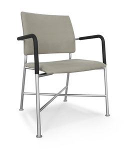 contemporary visitor chair / with armrests / upholstered / metal
