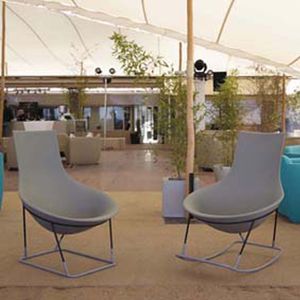 contemporary armchair / metal / polymer / rocker