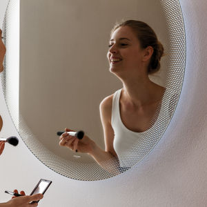 wall-mounted bathroom mirror / LED-illuminated / contemporary / rectangular