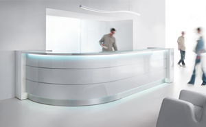 modular reception desk / semicircular / laminate / aluminum