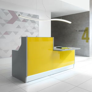 modular reception desk / glass / stainless steel / melamine