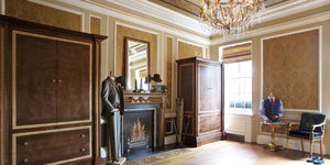 traditional bar cabinet / oak / American walnut / satin lacquered wood