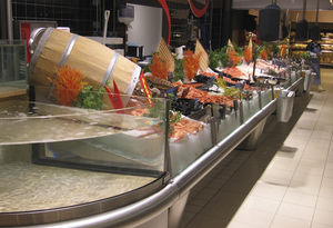 refrigerated display counter / shelf / custom / for shops