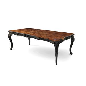 New Baroque design table / wood veneer / palisander / glossy lacquered wood base