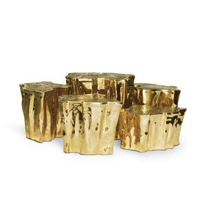 contemporary coffee table / polished brass / polished brass base / commercial