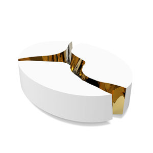 contemporary coffee table / polished brass / lacquered wood / lacquered wood base