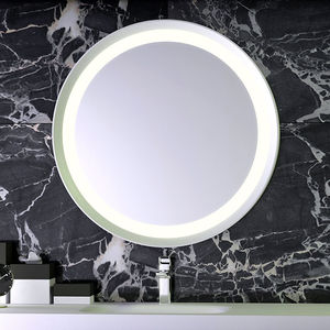 wall-mounted bathroom mirror / illuminated / contemporary / round