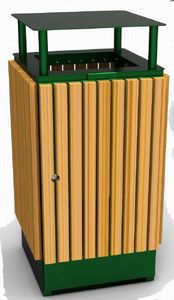 public trash can / steel / wooden / commercial