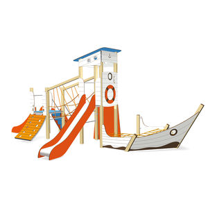 playground play structure / for public entity / wooden / metal