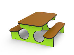 contemporary bench and table set