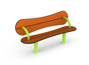 public bench / original design / steel / with backrest