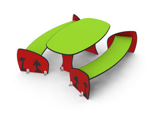 contemporary bench and table set