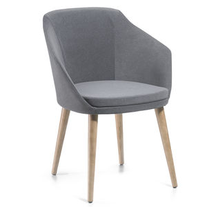 contemporary chair / upholstered / with armrests / fabric
