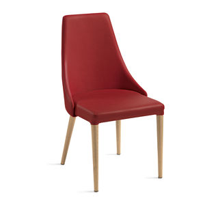 contemporary chair / upholstered / leather / beech