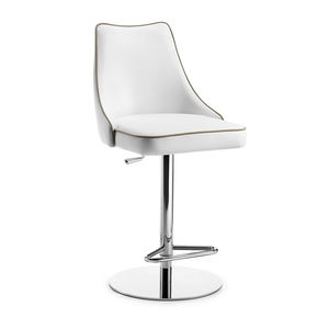 contemporary bar chair / upholstered / with footrest / central base