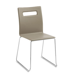 contemporary chair / upholstered / stackable / sled base